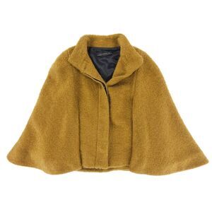 NEW Zara Wool Mohair Cape Coat Draped Poncho Jacket Camel Minimal French Girl